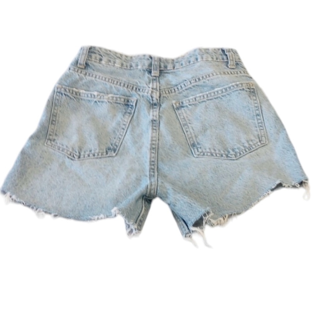 Zara Womens Denim Shorts Sz 2 Distressed Raw Hem High Rise Summer Beach Cute Fun